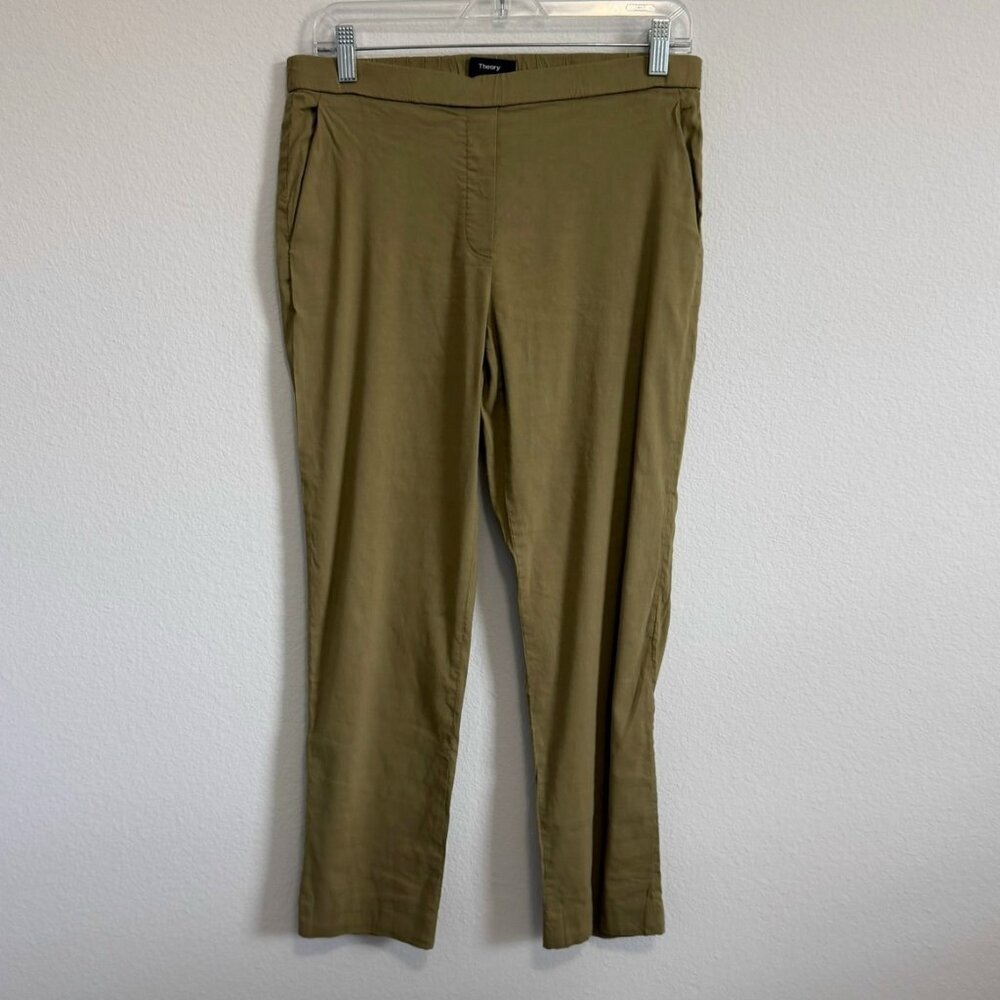Theory Olive Green Pull On Stretch Ankle Pants Women's Size 8